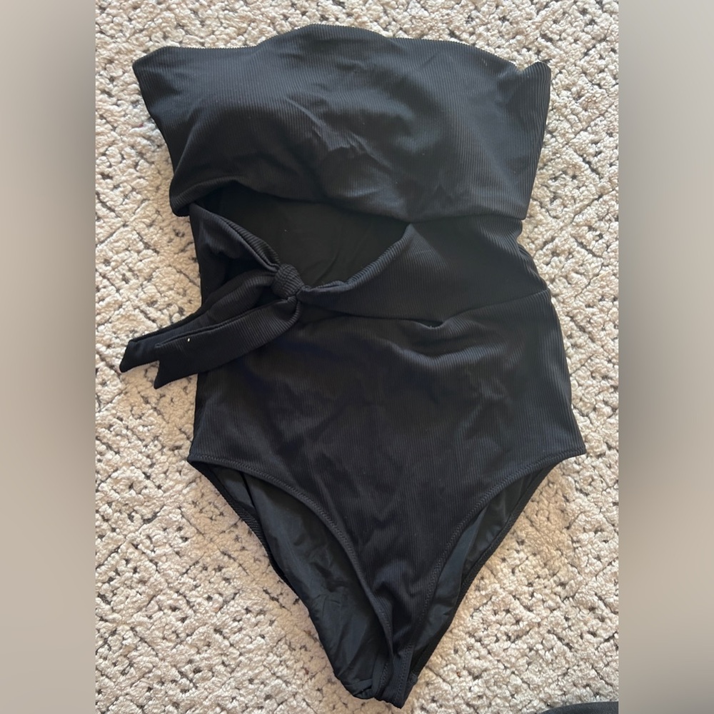Aerie Long Large Full Coverage Strapless Cutout One-Piece Swimsuit